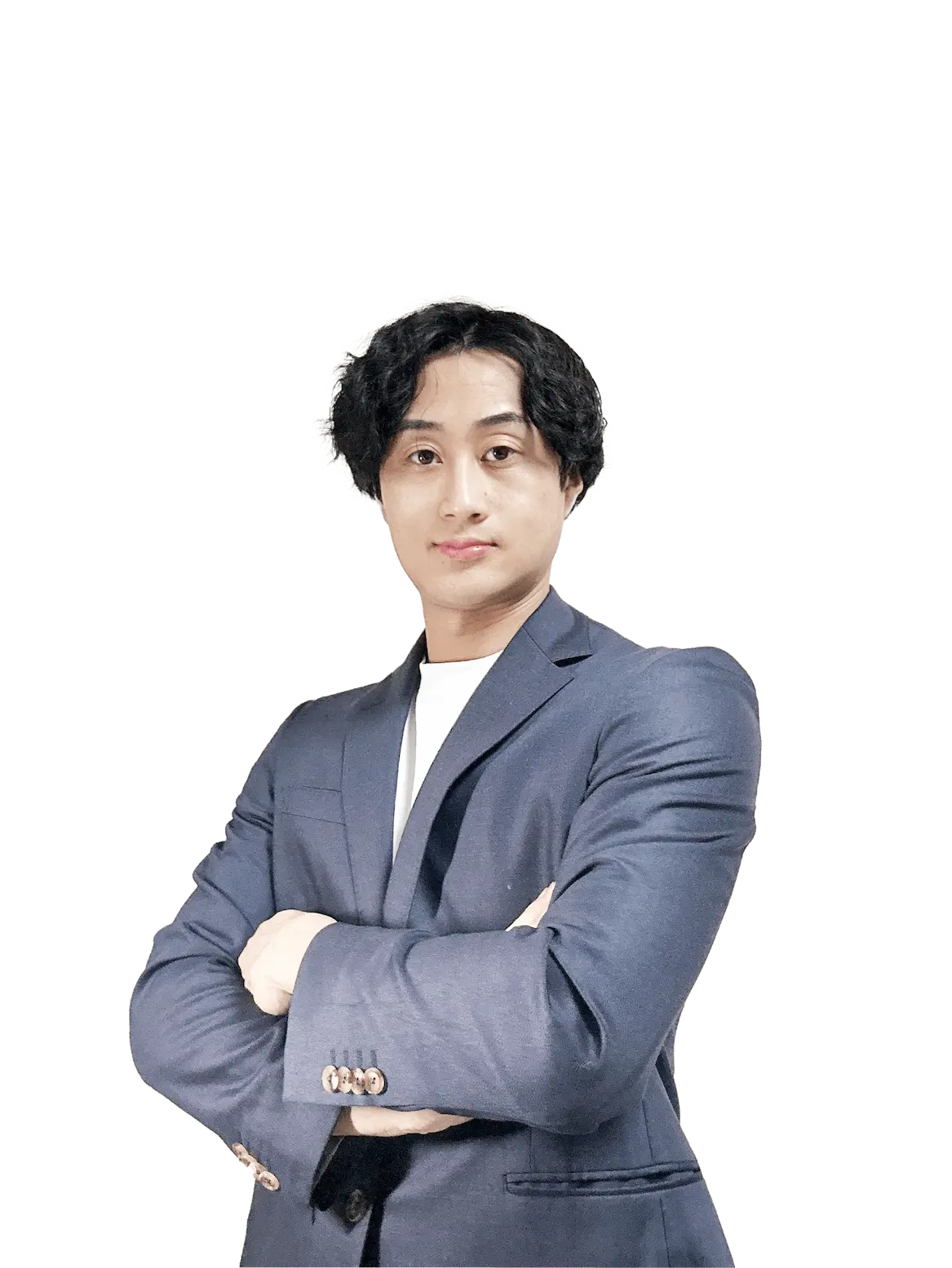 腕を組んだ男性の講師