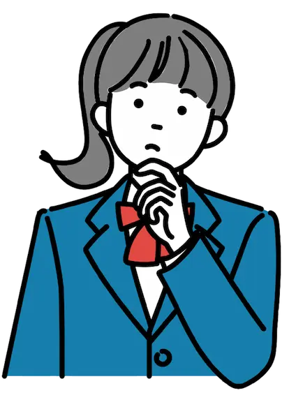 悩んでいる女子学生のイラスト