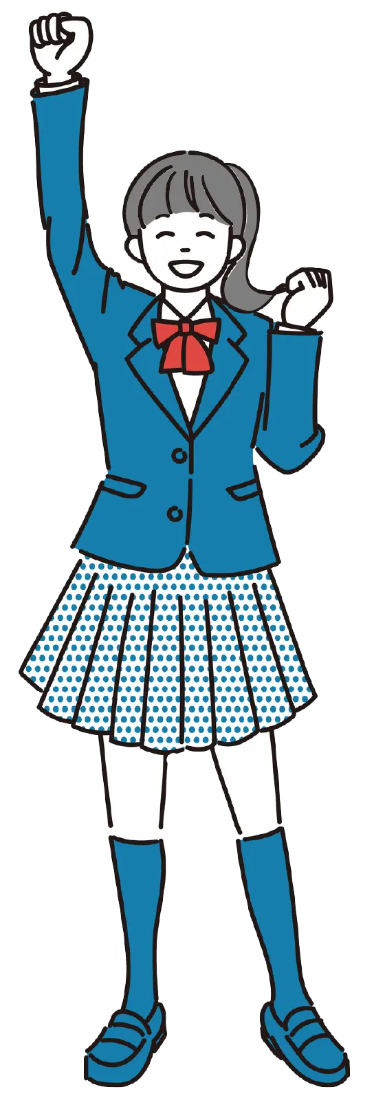 喜んでいる女子学生のイラスト